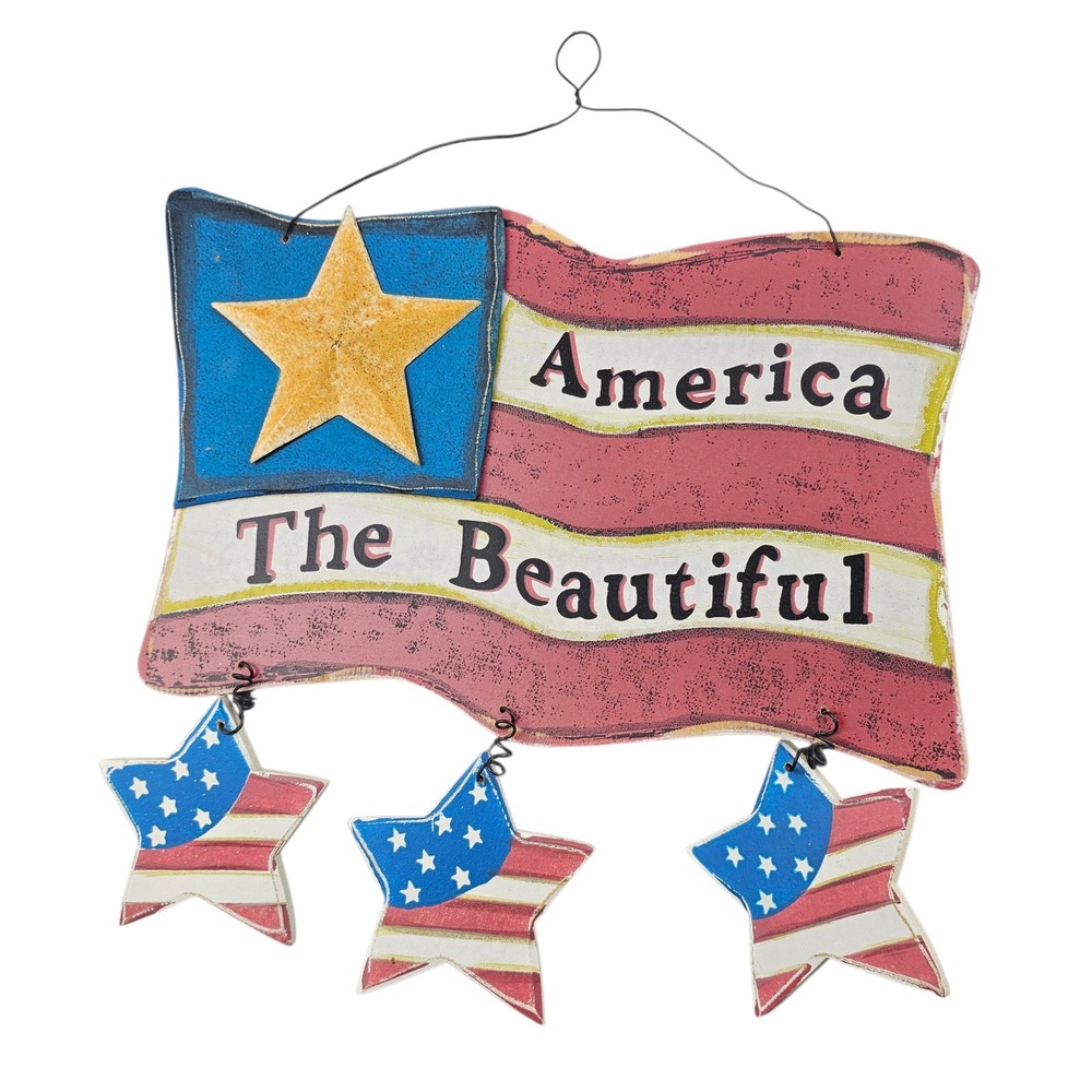 America The Beautiful‎ Flag Wall Hanging Patriotic Decor USA Stars